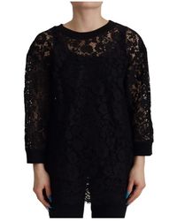 Dolce & Gabbana - Blusa de encaje floral negra - Lyst