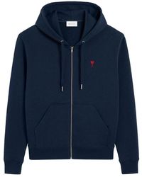 Ami Paris - Hoodies & Sweatvesten ,Blauw ,De Coeur Zipped Hoodie - Lyst