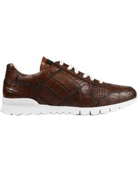 Kiton - Bruine Leren Krokodillen Sneakers - Lyst