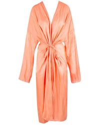 Jucca - Satijnen Lange Jurk Met Kimono Mouwen - Lyst