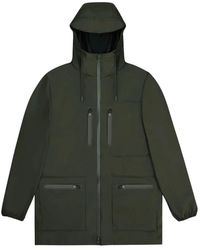 Rains - Jassen ,Groen ,Polyester Cargo Long Jacket - Lyst