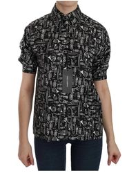Dolce & Gabbana - Zwart Muziekinstrument Kraag Blouse Shirt - Lyst