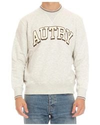 Autry - Hoodies & Sweatvesten ,Grijs ,Katoen Grijze Trui Met Contrastdetails - Lyst