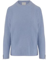 Allude - Gerippter Woll-Kaschmir-Pullover Hellblau - Lyst