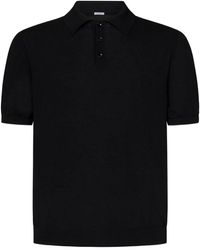 Malo - Schwarzes kurzärmeliges strick-poloshirt - Lyst