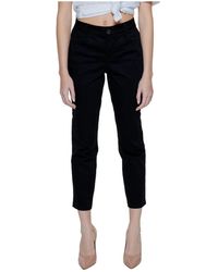 Street One - Pantaloni in cotone neri con zip - Lyst