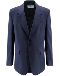 Amaranto - Jassen ,Blauw ,Wol Enkelrijige Blazer Met Twee Knopen - Lyst