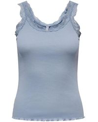ONLY - Ribgebreide Tanktop Met Kant - Lyst