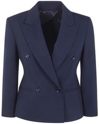 Max Mara - Jassen ,Blauw ,Wol Cropped Wollen Blazer - Lyst
