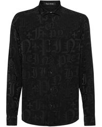 Philipp Plein - Overhemden ,Zwart ,Jacquard Shirt Sugar Daddy Cut Ls Monogram - Lyst
