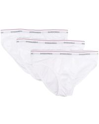 DSquared² - Ondergoed ,Wit ,Katoen Drie-Pack Katoenmix Slips - Lyst