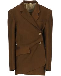 Uma Wang - Braune Viskosejacke Mit Reverskragen - Lyst