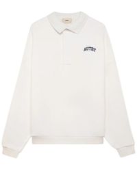 Autry - Hoodies & Sweatvesten ,Wit ,Katoen Polo Collar Sweatshirt - Lyst