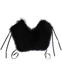 Dolce & Gabbana - Accessoires ,Zwart Zwarte Fox Fur Schouderwikkel Cover Sjaal - Lyst