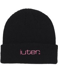 Iuter - Accessoires ,Zwart ,Wol Grid Beanie Muts Zwart - Lyst