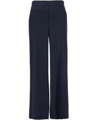 P.A.R.O.S.H. - P.A.R.O..H. ,Broeken ,Blauw ,Blauwe Wijde Pijp Elastische Taille Broek - Lyst
