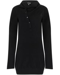 The Attico - Kleedjes ,Zwart ,Wol Asymmetrische Mini Jurk - Lyst