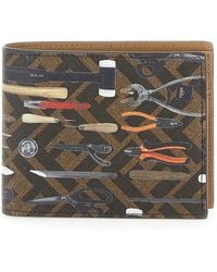 Fendi - Braune leder bifold geldbörse mit logo - Lyst