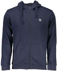 Sergio Tacchini - Felpa blu con cappuccio e ricamo - Lyst