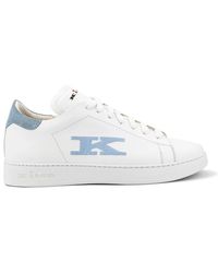 Kiton - Sneakers in pelle bianche/ghiaccio con logo ricamato - Lyst