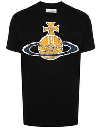 Vivienne Westwood - Schwarzes t-shirt mit signature orb logo print - Lyst