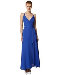 Silvian Heach - Langes Kleid Mit V-Ausschnitt Und Gekreuzten Trägern Am Rücken - Lyst