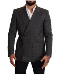 Dolce & Gabbana - Grauer karo martini doppelreihiger blazer - Lyst