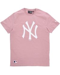 KTZ - Tops ,Roze ,Katoen Ny Yankees Logo Tee Rose/Wit - Lyst