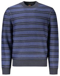 HUGO - Blauer Wollpullover Mit Iconic Logo - Lyst
