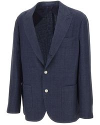 Barba Napoli - Jassen ,Blauw ,Wol Blazer Met Revers - Lyst