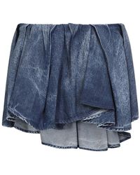 DIESEL - Layered Denim Texture Skirt With Asymmetrical Hemline - Lyst
