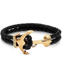 Nialaya - 's leather bracelet with gold anchor - Lyst