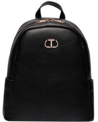 Twin Set - Schwarzer rucksack aus kunstleder,casual-chic schwarze taschen mit metall-logo - Lyst