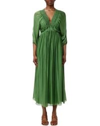 Kaos - Kleedjes ,Groen ,Elegante Empire Taille Midi Jurk - Lyst