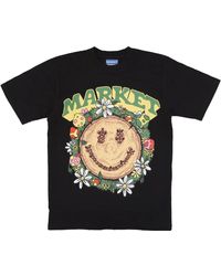 Market - Tops ,Zwart ,Katoen Vintage Smiley Tee Zwart Katoenen T-Shirt - Lyst