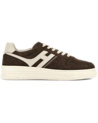 Hogan - Schoenen ,Bruin ,Suède H630 Suède En Leren Sneakers - Lyst