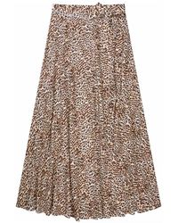 Munthe - Rokken ,Bruin ,Geplooide Lasergesneden Midi-Rok - Lyst