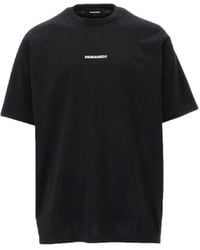 DSquared² - Tops ,Zwart ,Katoen Zwart Katoenen T-Shirt - Lyst