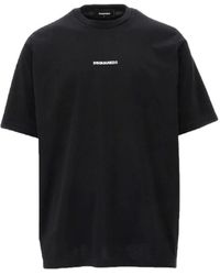 DSquared² - Tops ,Zwart ,Katoen Zwart Katoenen T-Shirt - Lyst