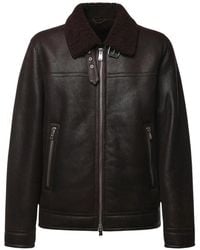 Dondup - Leren Jas Met Schapenvachtkraag - Lyst