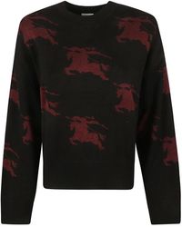 Burberry - Hoodies & Sweatvesten ,Zwart ,Katoen Ekd Jacquard Trui Met Patroon - Lyst