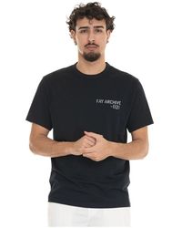 Fay - Tops ,Blauw ,Katoen Logo Katoenen T-Shirt Met Korte Mouwen - Lyst