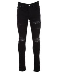 Amiri - Schwarze skinny-fit jeans mit bandana-print - Lyst