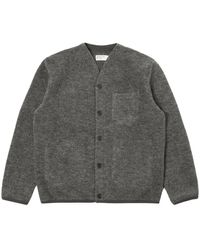 Universal Works - Cardigan in lana fleece grigio marl - Lyst