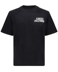 Amiri - Tops ,Zwart ,Katoen Katoenen T-Shirt Met Ronde Hals En Korte Mouwen - Lyst