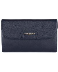 Lancaster - Accessoires ,Blauw ,Leer Stijlvolle Flap Rugzak Met Drukknoopsluiting - Lyst
