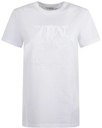 Max Mara - Tops ,Wit ,Katoen Katoenen T-Shirt Met Ronde Hals - Lyst