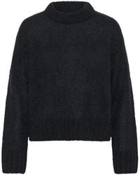 Part Two - Truien & Vesten ,Blauw ,Gezellige Gebreide Trui Donkerblauw - Lyst