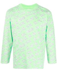 ERL - Tops ,Groen ,Katoen Bedrukte Gebreide Longsleeve T-Shirt - Lyst
