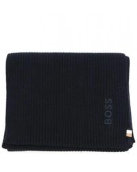 HUGO - Accessoires ,Blauw ,Katoen Geribbelde Sjaal - Lyst